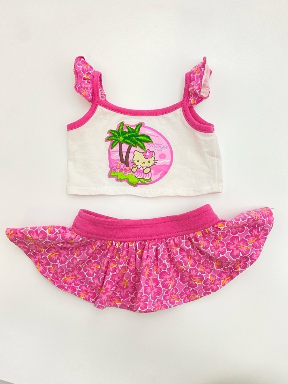 Build-A-Bear Hello Kitty Sunkissed Hawaii Pink Outfit Top Skirt Tropical Tan